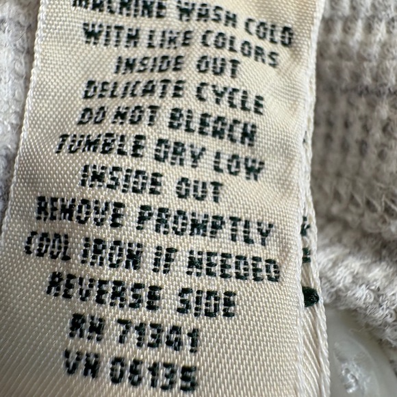 LL Bean Mens Henley Hoodie Thermal Long Sleeve Shirt Grey Heathered Size L - Picture 7 of 11